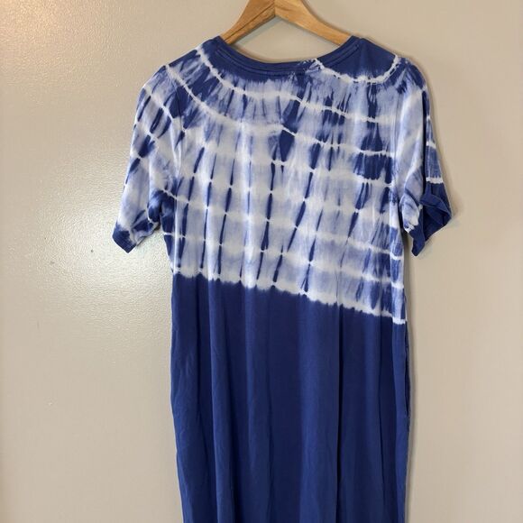 Logo By Lori Goldstein Blue Tie Dye Dress Knee Length Pockets Casual Sz Medium - Picture 8 of 9